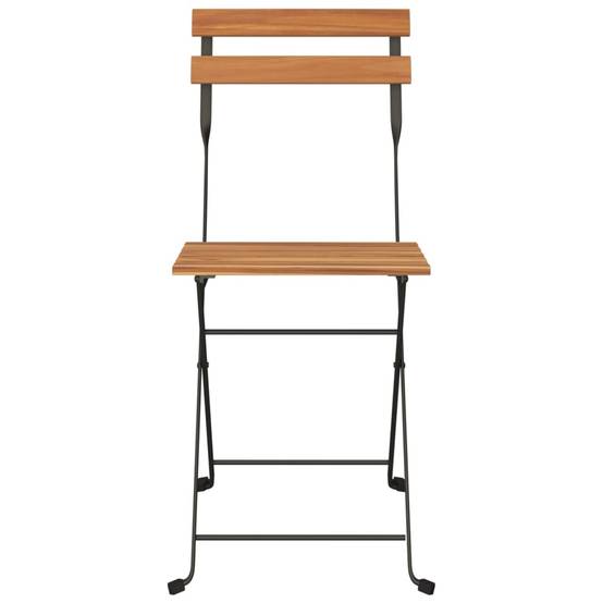 Chaises de bistrot pliantes en bois de teck et acier poudré pour terrasse extérieure Lot de 6 Brun – ComfortXL Outdoor Living - Image 4
