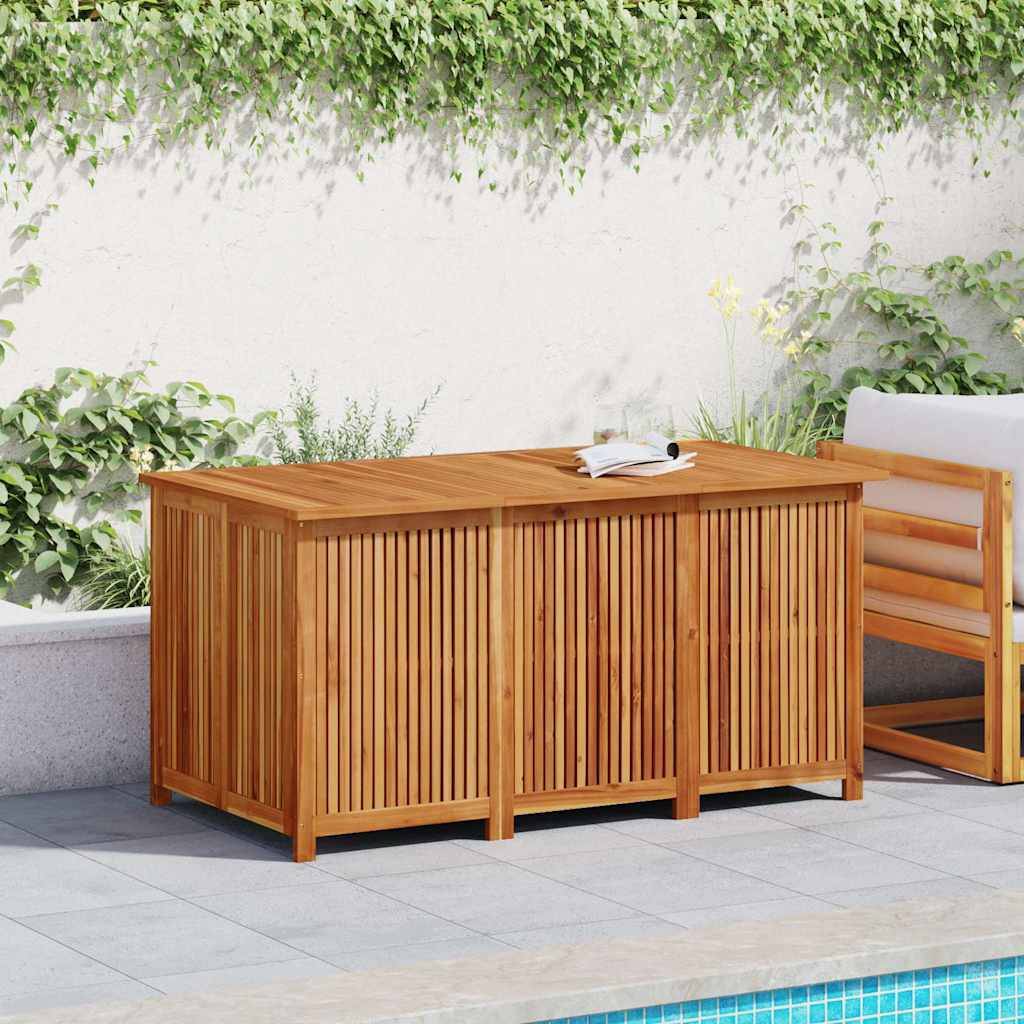 Coffre de jardin bois d'acacia naturel 150 x 80 x 75 cm - PANGIVO - Image 3