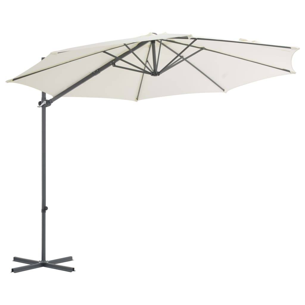 Helloshop26 - Parasol meuble de jardin en porte-à-faux avec mât en acier 300 cm sable - Image 2