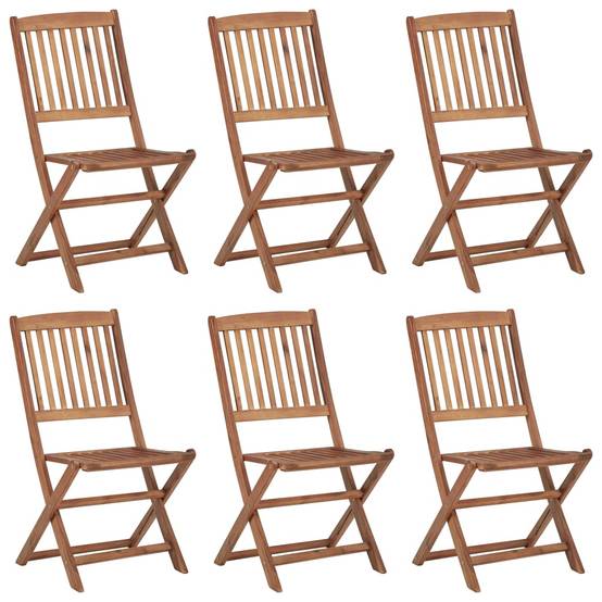 Lot de 6 Chaises de repas pliantes en Bois d'acacia avec Coussins pour Jardin et Terrasse Beige – ComfortXL Outdoor Living - Image 2