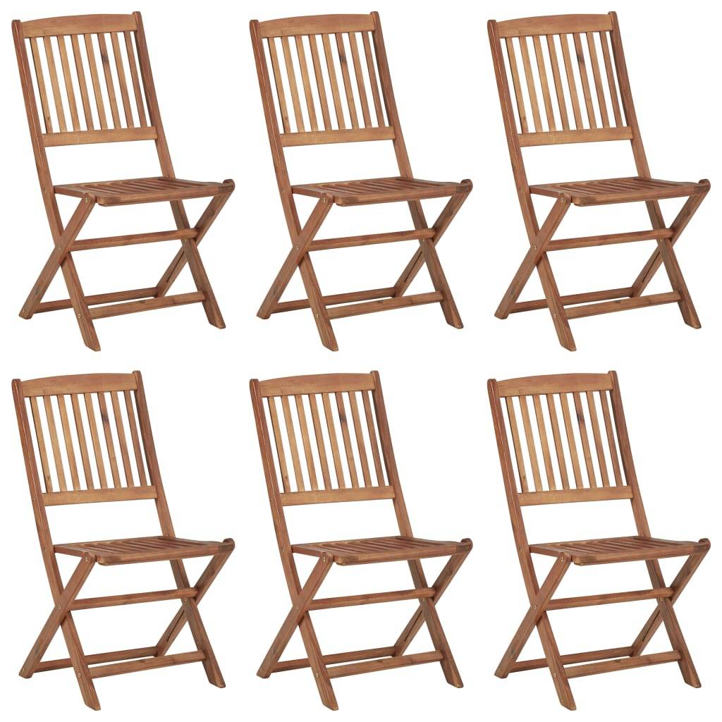 Lot de 6 Chaises de repas pliantes en Bois d'acacia avec Coussins pour Jardin et Terrasse Beige – ComfortXL Outdoor Living - Image 2