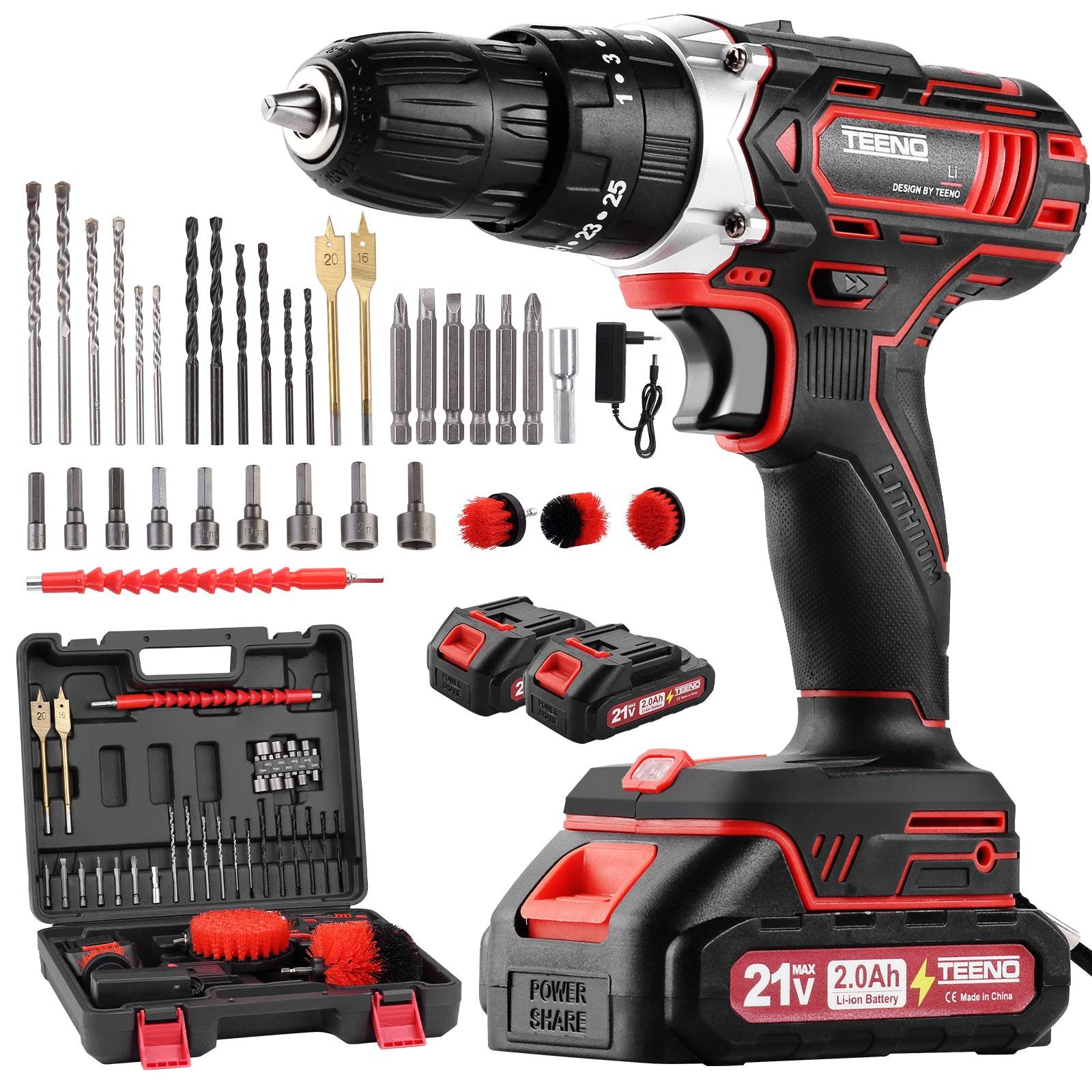 Teeno - Perceuse Visseuse Sans Fil 21V Pour Batterie Makita 2 Batteries 2.0Ah 45Nm - Image 1