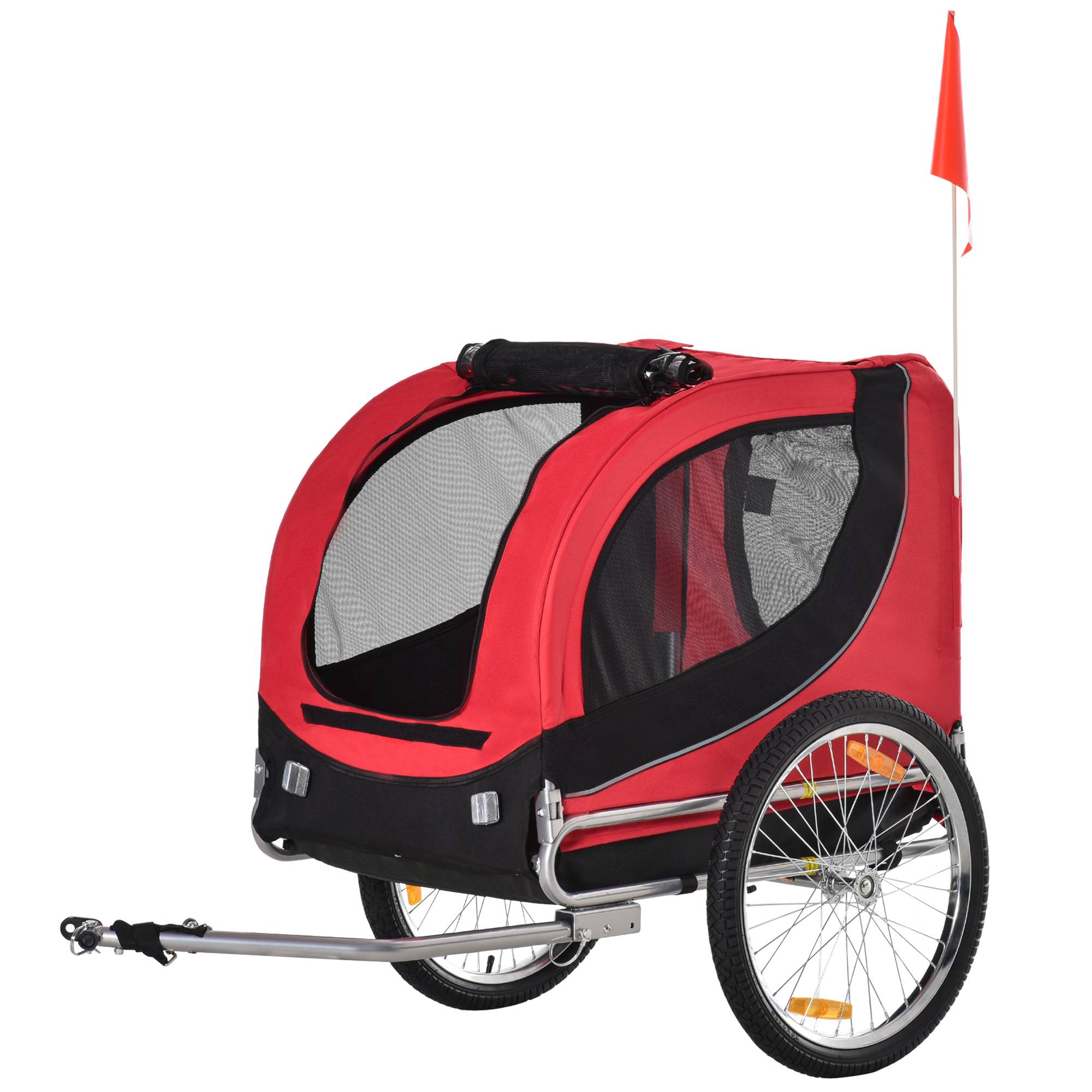 Sans Marque - Remorque vélo chiens attelage universel acier rouge/noire - Image 2