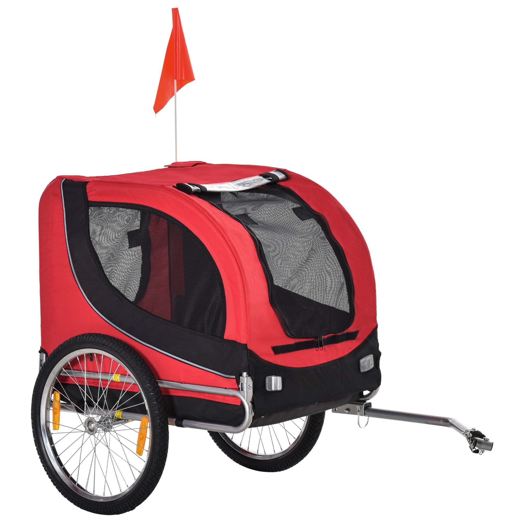 Sans Marque - Remorque vélo chiens attelage universel acier rouge/noire - Image 1
