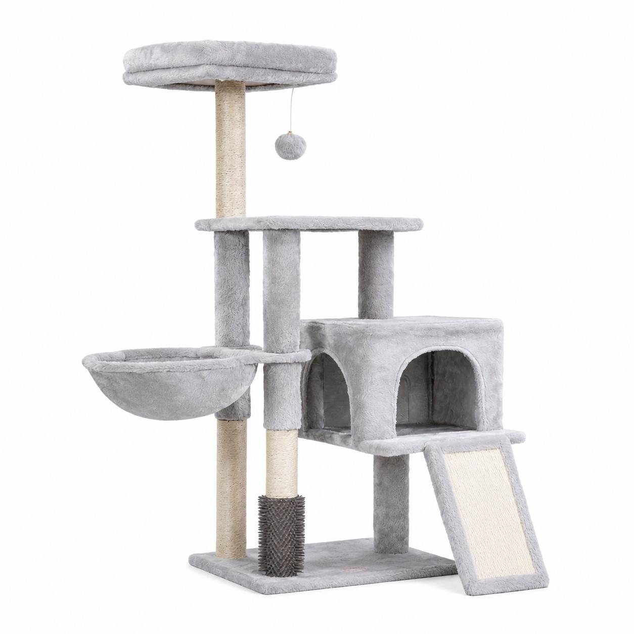 Arbre à Chat Toilettage Automatique Jouet avec Cloches Plateformes Escalade Panier Couchage - Image 1