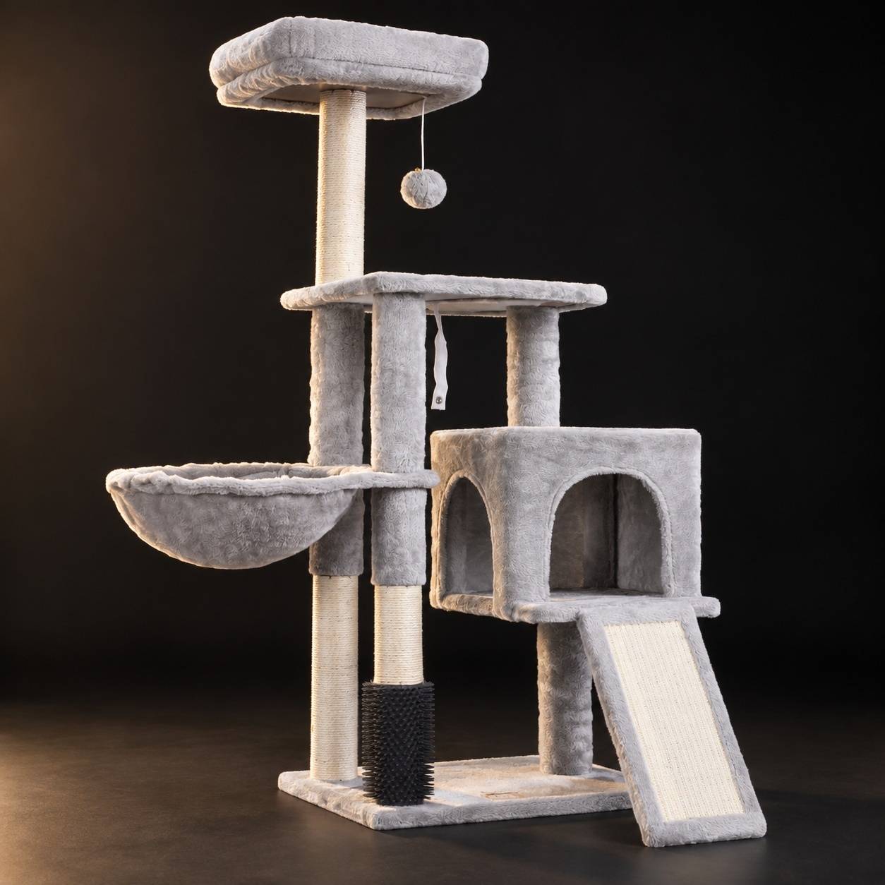 Arbre à Chat Toilettage Automatique Jouet avec Cloches Plateformes Escalade Panier Couchage - Image 9
