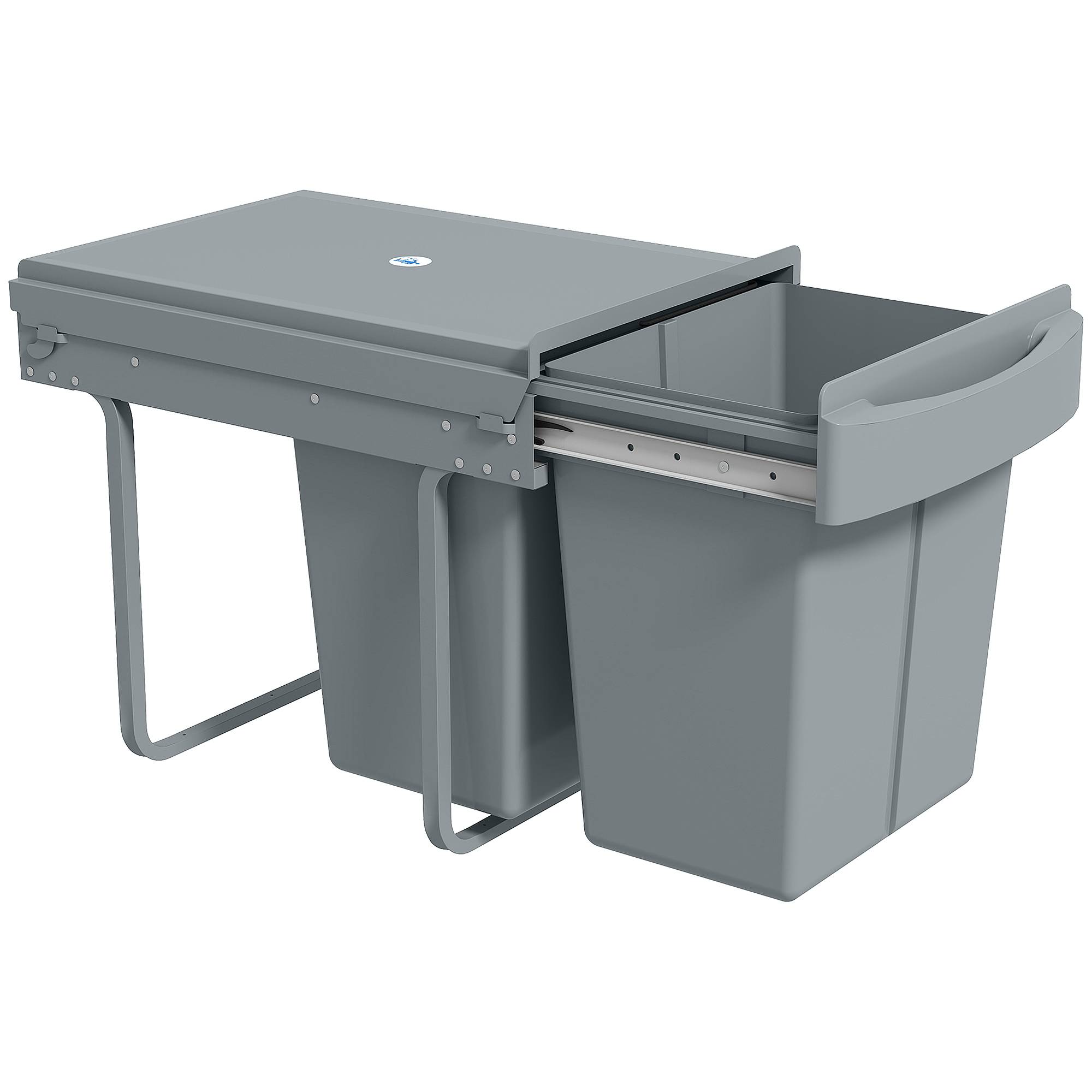 Sans Marque - Tiroir amovible sous évier deux seaux 20 L 52x33,5x41 cm gris - Image 1