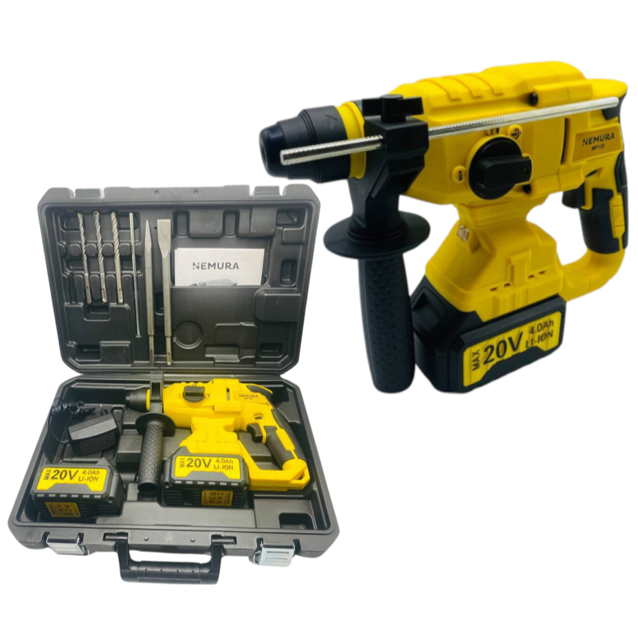 Marteau Perforateur sans fil 20V NEMURA + 2 Batteries 4Ah + Chargeur rapide + Mallette de rangement - Image 1