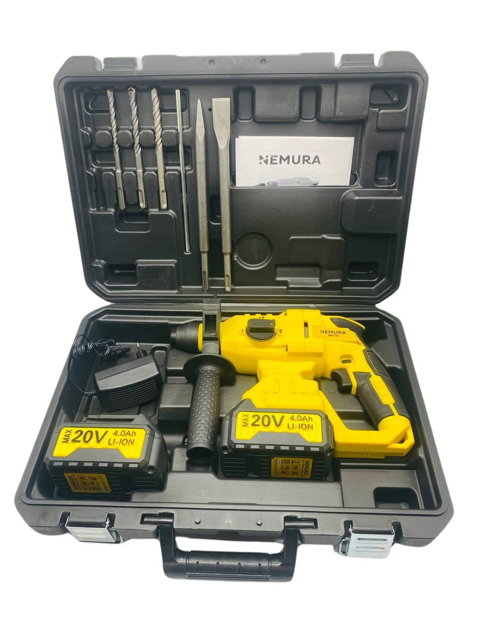 Marteau Perforateur sans fil 20V NEMURA + 2 Batteries 4Ah + Chargeur rapide + Mallette de rangement - Image 4