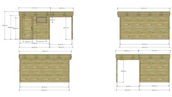 ABRI DE JARDIN bois autoclave 27mm - 4,64x4,34m / 20m2 - Bac acier - Abri Français - Image 4