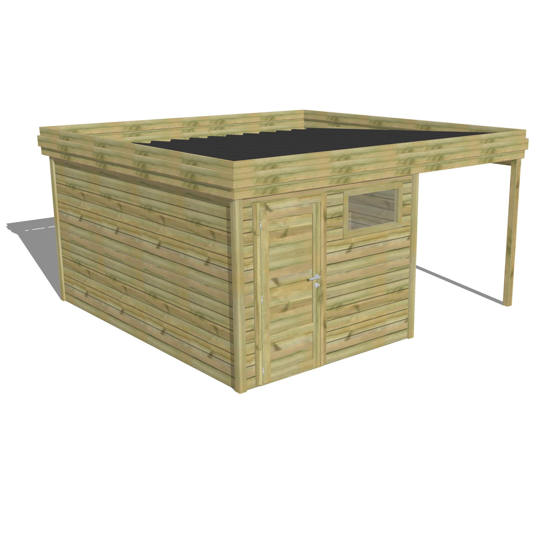 ABRI DE JARDIN bois  autoclave 27mm - 4,64x4,34m / 20m2 - Bac acier - Abri Français - Image 1