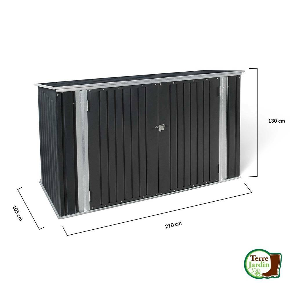 Abri de jardin coffre métallique vélos, outils - 210 x 130 x 105 cm - TERRE JARDIN - Image 6