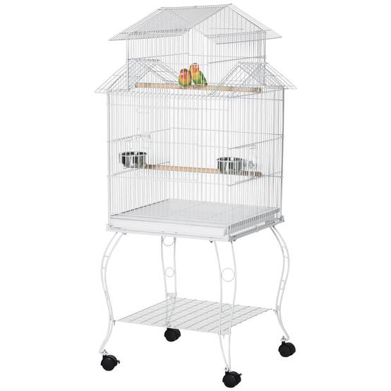 Cage Détachable sur Roulettes pour Calopsittes Conures avec Support 50x49x137 cm Blanc - ComfortXL Outdoor Living - Image 2