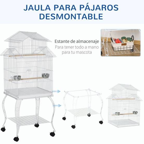 Cage Détachable sur Roulettes pour Calopsittes Conures avec Support 50x49x137 cm Blanc - ComfortXL Outdoor Living - Image 7