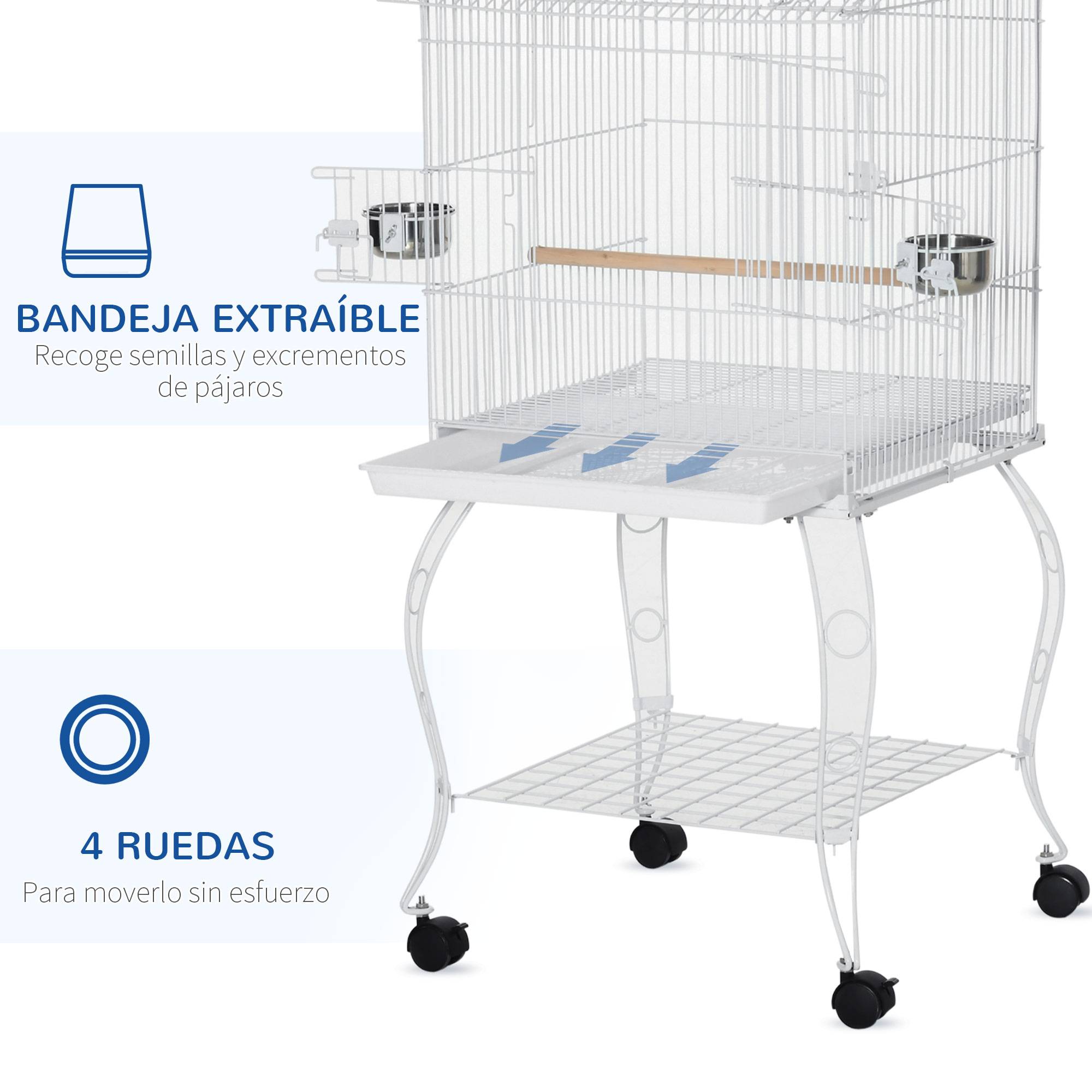 Cage Détachable sur Roulettes pour Calopsittes Conures avec Support 50x49x137 cm Blanc - ComfortXL Outdoor Living - Image 6