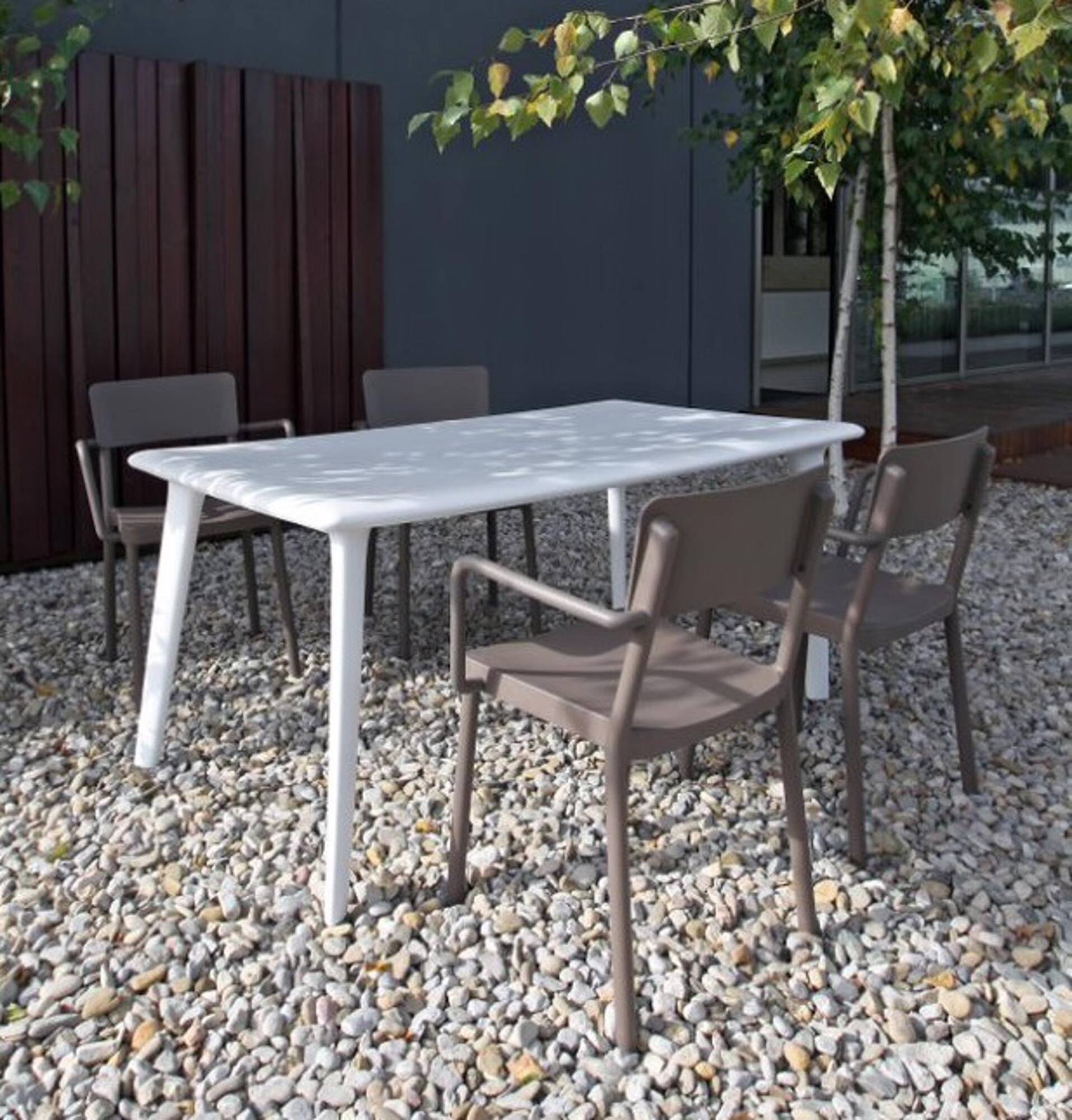Table rectangulaire extérieur 160x90 ivoire DESSA Resol - Image 7