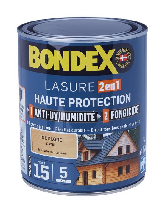 Bondex - Lasure Satinée 2en1 5ans Incolore 1 Litre - Bondex