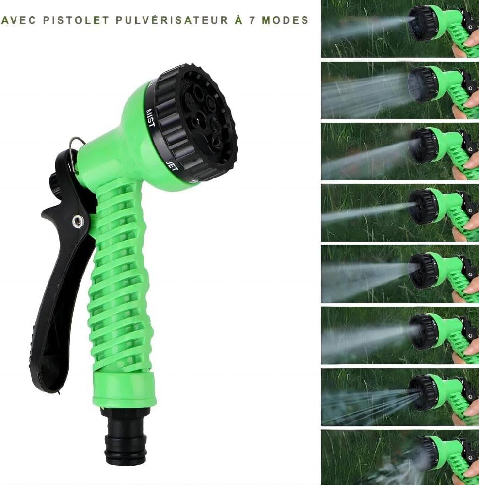 Tuyau d'arrosage extensible de 45 m - Avec 7 jets - Anti-fuite - Convient aux jardins et aux stations de lavage - Vert-Lytech - Image 5
