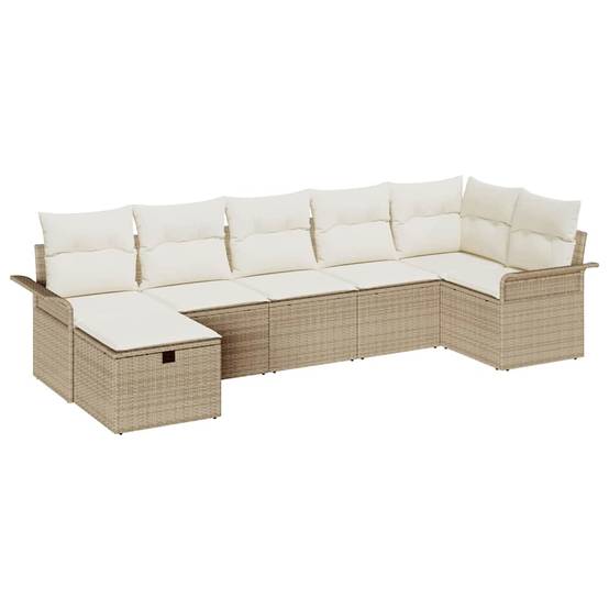 Salon de jardin modulable 7 places avec pouf et rangement pratique Beige – ComfortXL Outdoor Living - Image 2