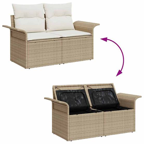 Salon de jardin modulable 7 places avec pouf et rangement pratique Beige – ComfortXL Outdoor Living - Image 8