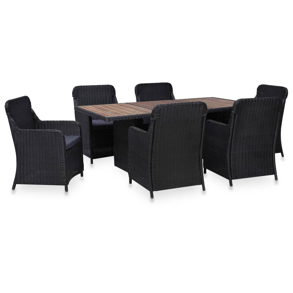 Vidaxl - Ensemble à manger d'extérieur 7 pcs Résine tressée Noir vidaXL 3057804 - Image 1