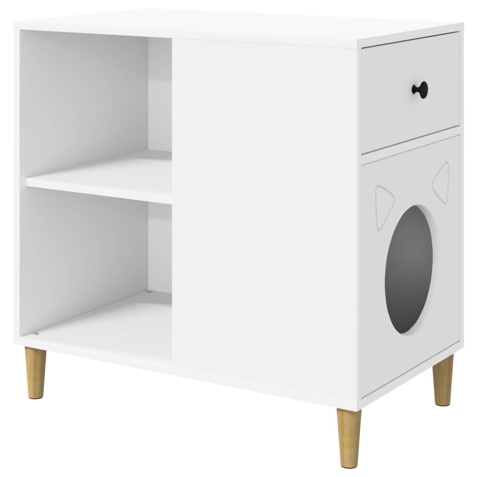 Maison pour chat bois d'ingénierie blanc 72 x 42.5 x 70 cm - PANGIVO - Image 2