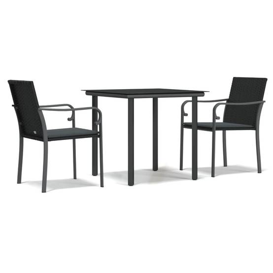 ComfortXL - Set bistrot de jardin 2 personnes résine tressée table verre balcon Noir – ComfortXL Outdoor Living - Image 2