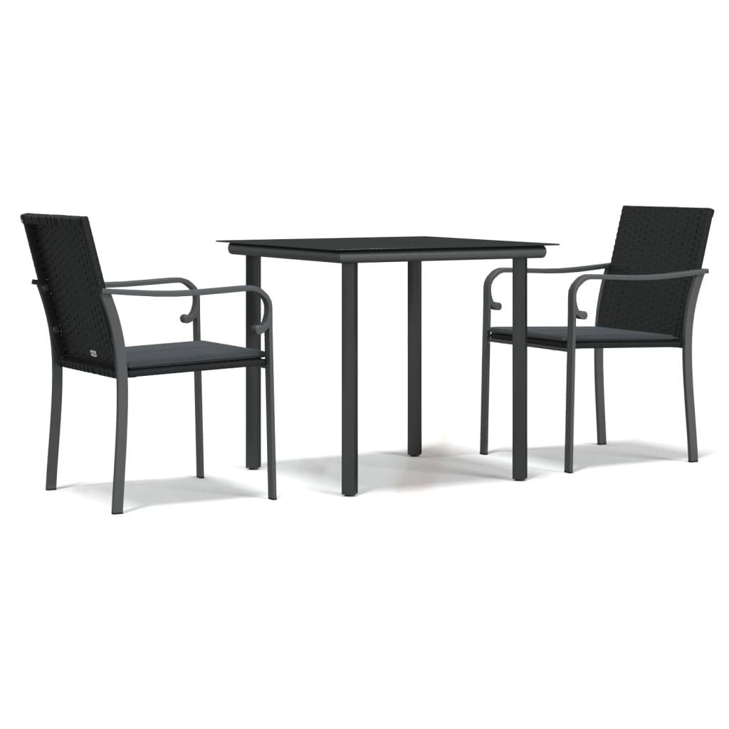 ComfortXL - Set bistrot de jardin 2 personnes résine tressée table verre balcon Noir – ComfortXL Outdoor Living - Image 2