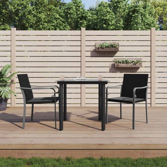 ComfortXL - Set bistrot de jardin 2 personnes résine tressée table verre balcon Noir – ComfortXL Outdoor Living - Image 1