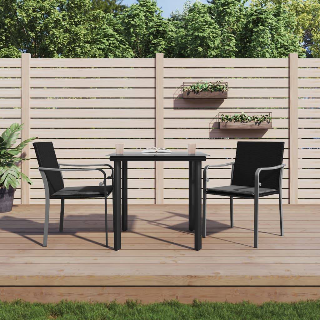 ComfortXL - Set bistrot de jardin 2 personnes résine tressée table verre balcon Noir – ComfortXL Outdoor Living - Image 1