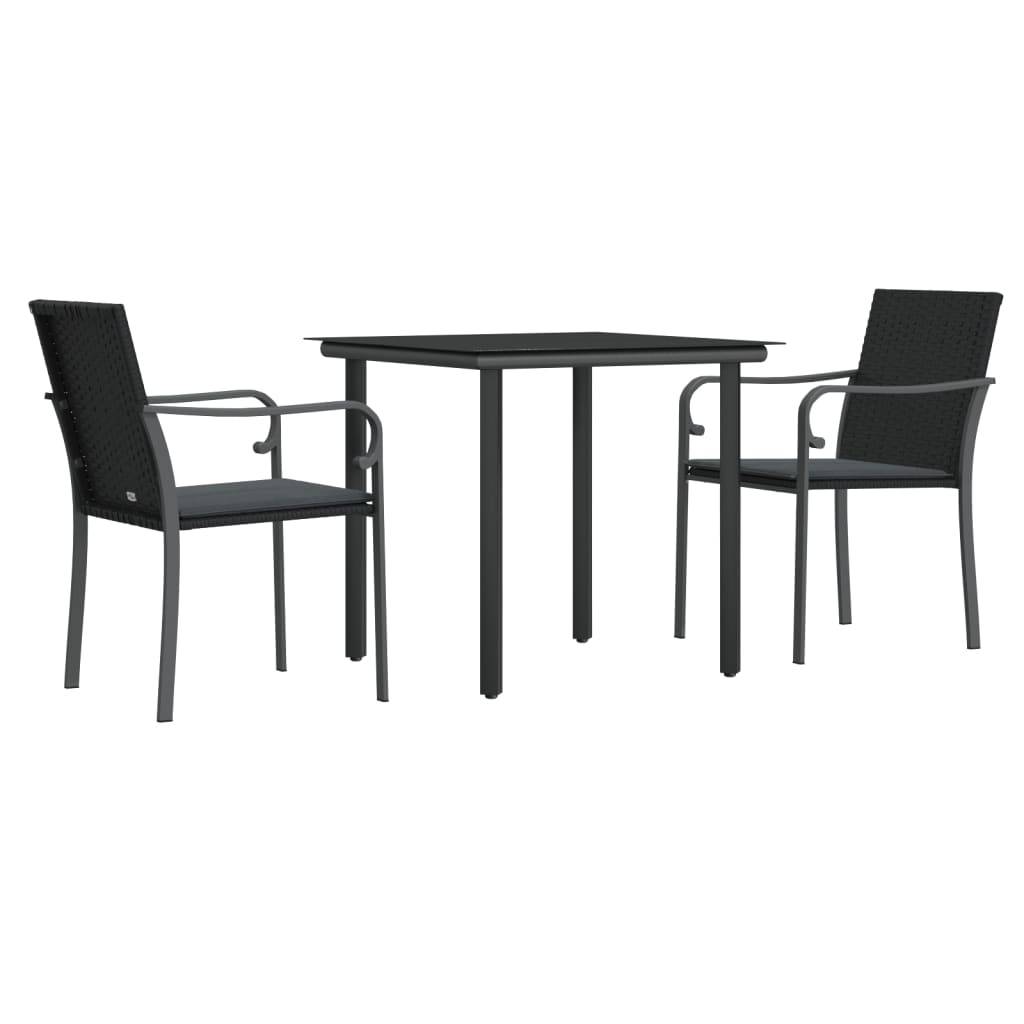 ComfortXL - Set bistrot de jardin 2 personnes résine tressée table verre balcon Noir – ComfortXL Outdoor Living - Image 3