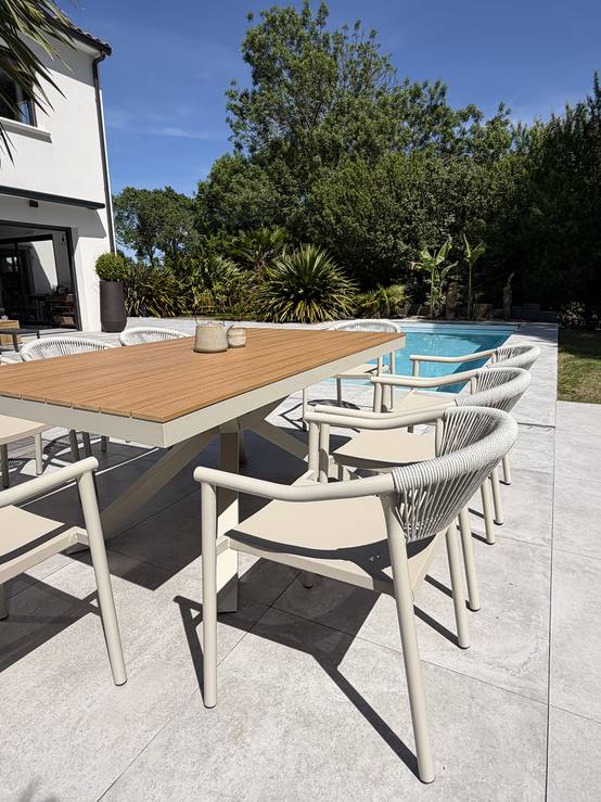 Dcb Garden - Ensemble repas de jardin 8 places en alu - Grège - LAMU - Image 2