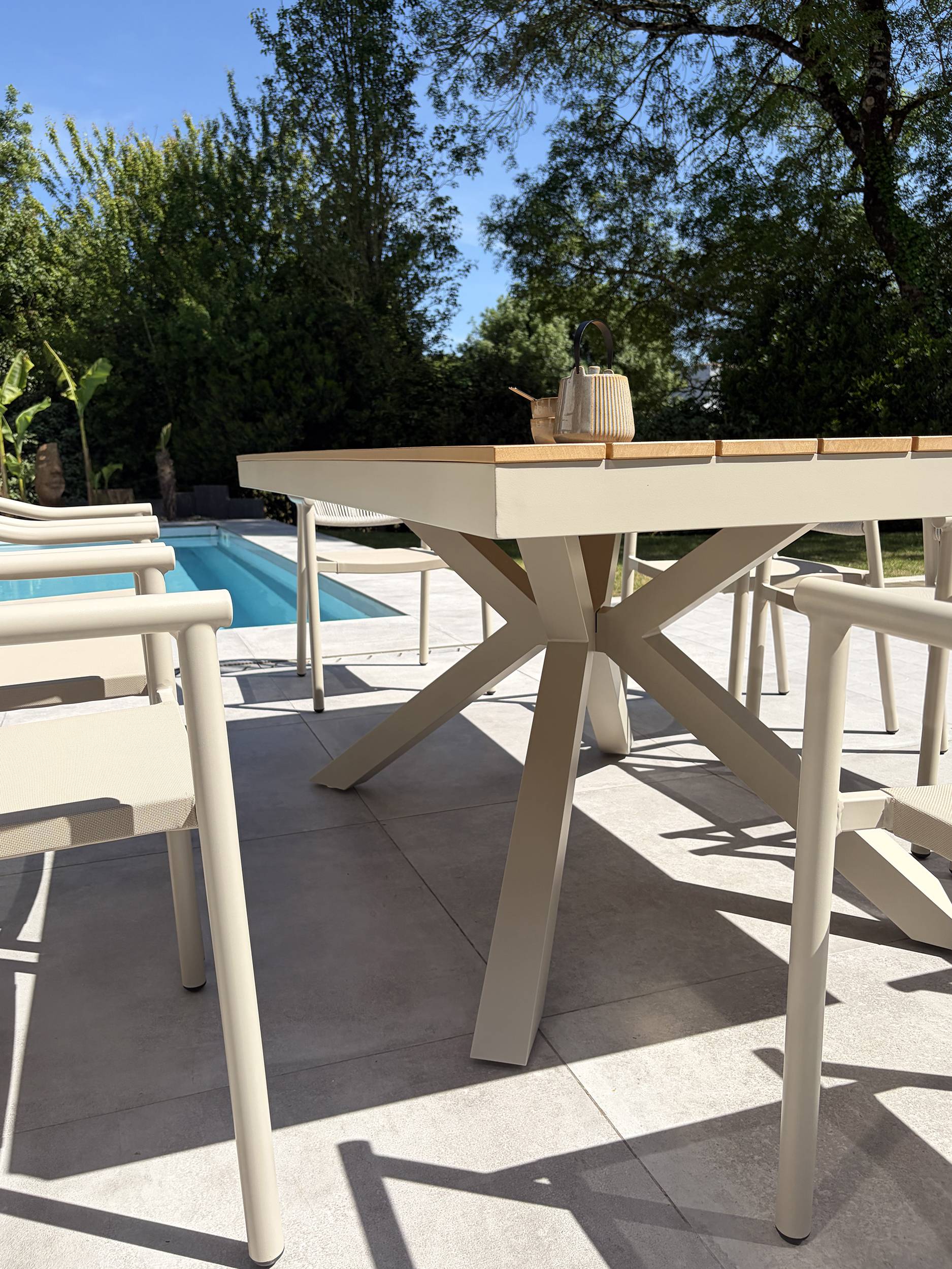 Dcb Garden - Ensemble repas de jardin 8 places en alu - Grège - LAMU - Image 3