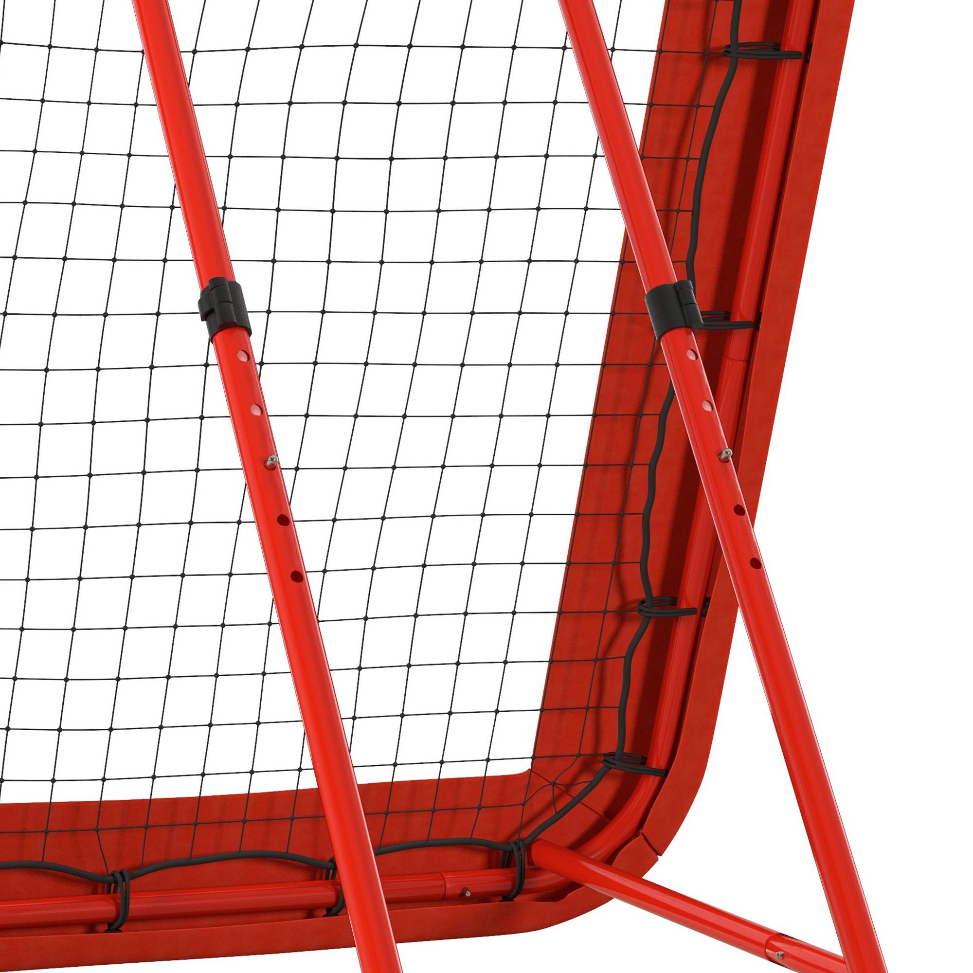 Filet de rebond pour football, réglable et pliable, cadre en métal, filet PE tous temps, piquets inclus, rouge - Image 10
