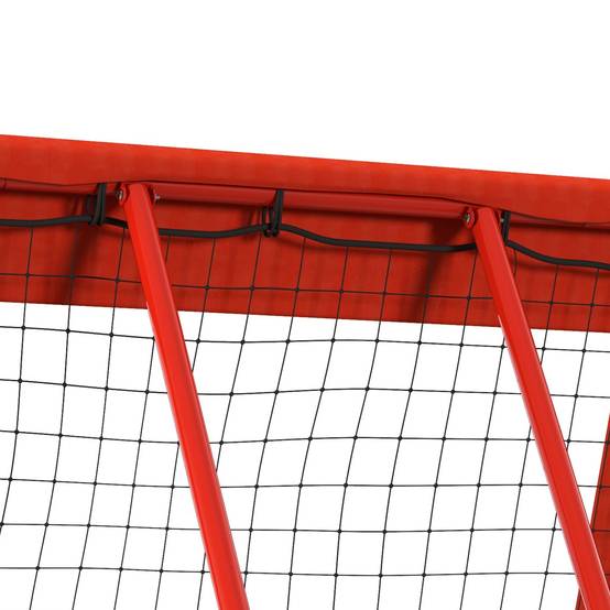 Filet de rebond pour football, réglable et pliable, cadre en métal, filet PE tous temps, piquets inclus, rouge - Image 9