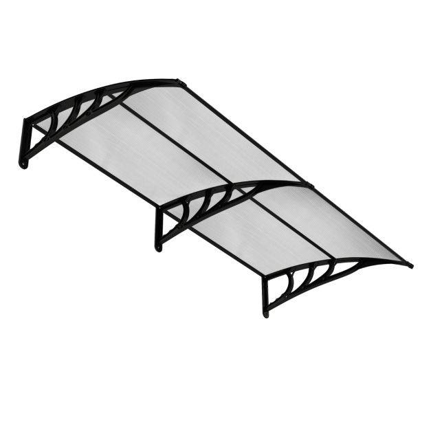 Helloshop26 - Auvent porte d'entree de 199 x 99 cm marquise de porte et fenêtre extérieur protection contre pluie neige vent gris transparent - Image 1