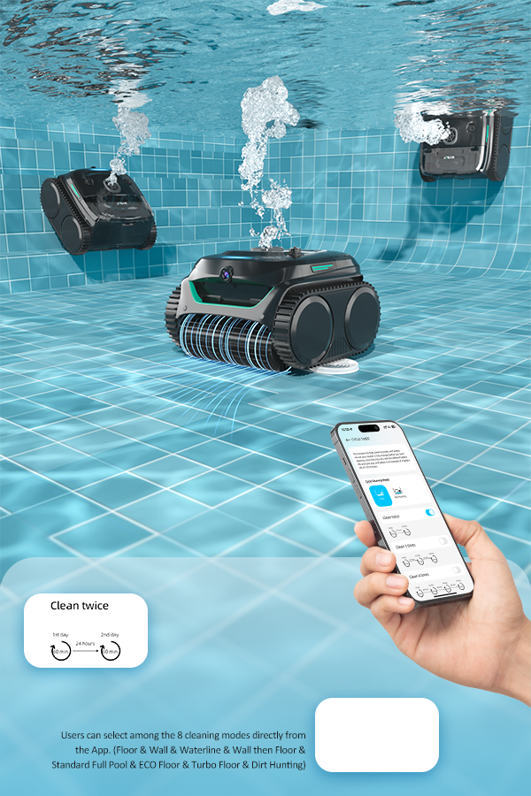 WYBOT C2 Vision - Robot de Piscine Sans Fil avec Smart Vision, Navigation Intelligente, 8 Modes de Nettoyage, batterie longue durée - Image 3
