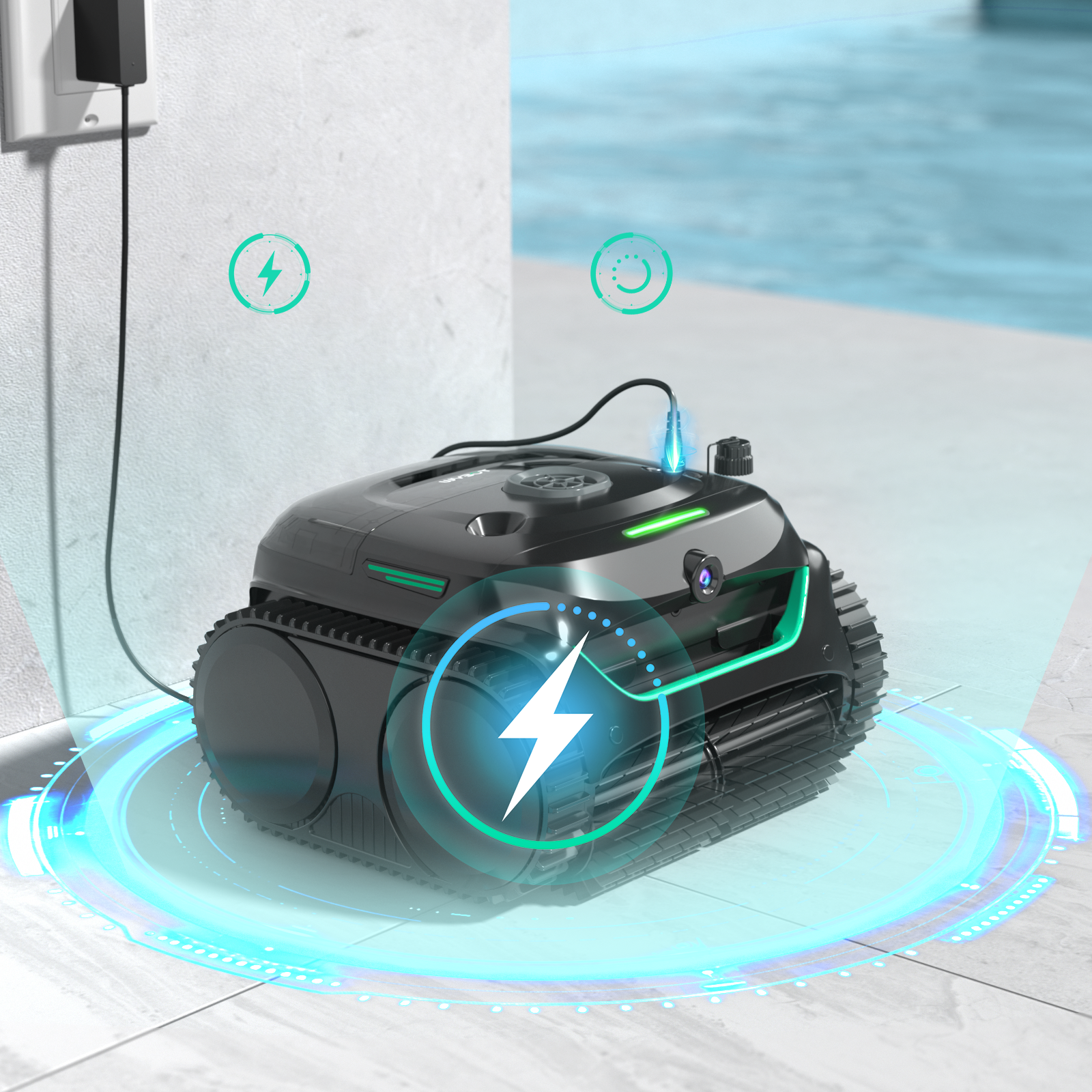 WYBOT C2 Vision - Robot de Piscine Sans Fil avec Smart Vision, Navigation Intelligente, 8 Modes de Nettoyage, batterie longue durée - Image 5