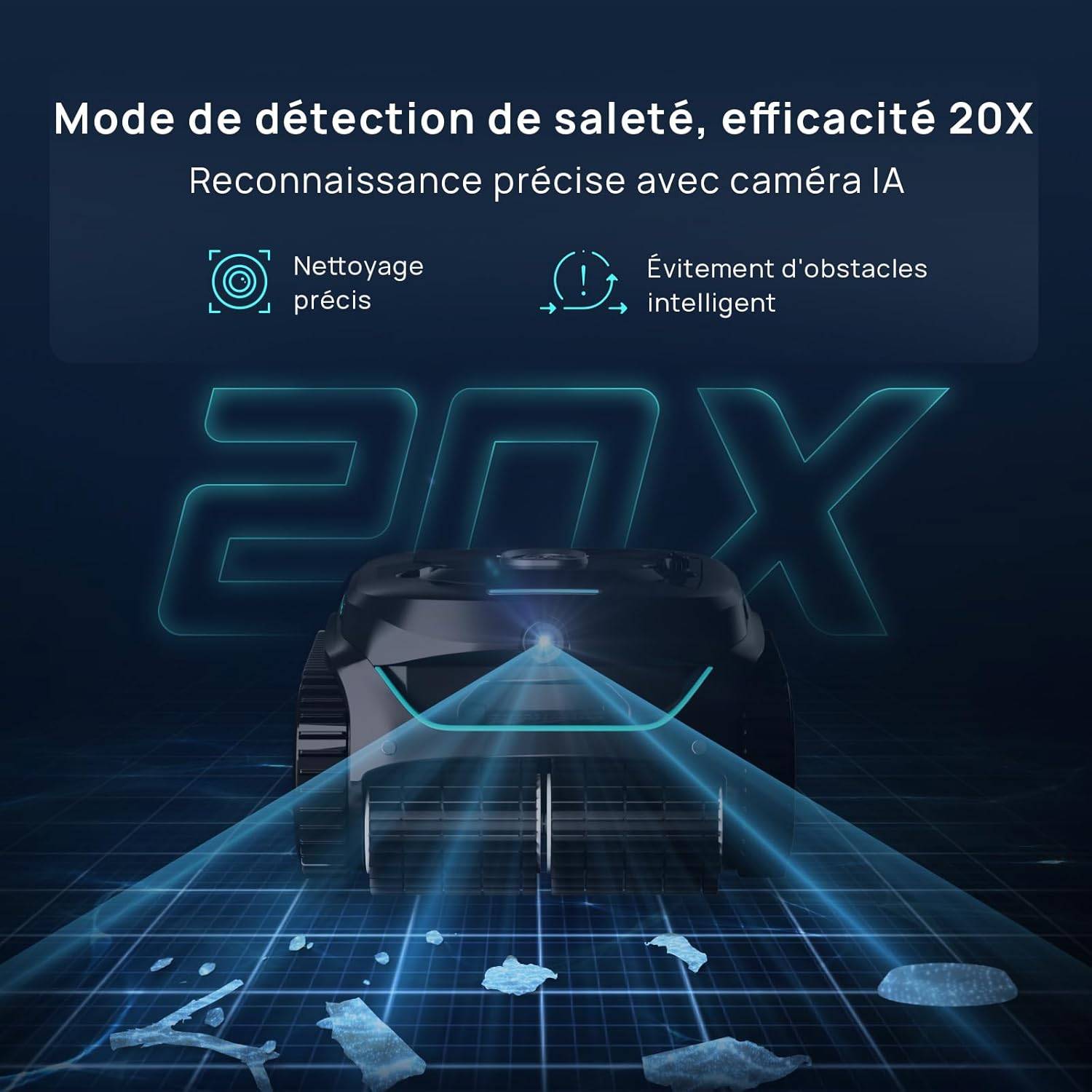 WYBOT C2 Vision - Robot Piscine Sans Fil avec Smart Vision, Navigation Intelligente, 8 Modes de Nettoyage, batterie longue durée - Image 6
