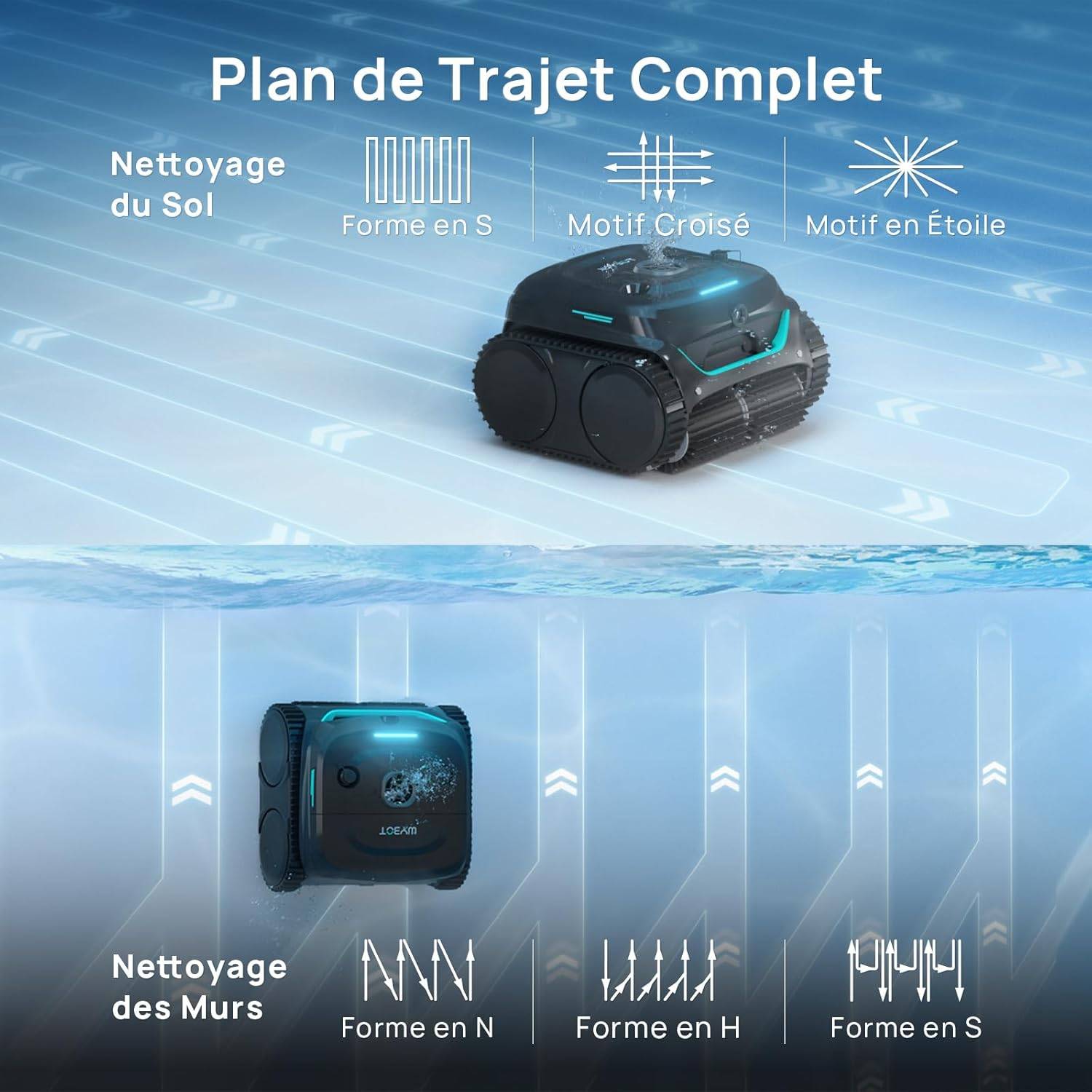 WYBOT C2 Vision - Robot Piscine Sans Fil avec Smart Vision, Navigation Intelligente, 8 Modes de Nettoyage, batterie longue durée - Image 5