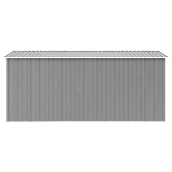 Abri de jardin Acier galvanisé avec Bûcher Rangement Outils Gris 257x392x181 cm - ComfortXL Outdoor Living - Image 4