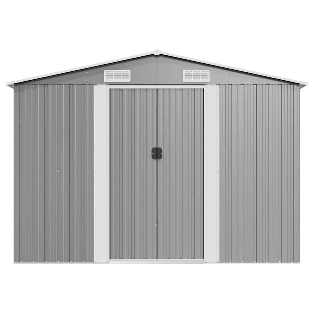 Abri de jardin Acier galvanisé avec Bûcher Rangement Outils Gris 257x392x181 cm - ComfortXL Outdoor Living - Image 3