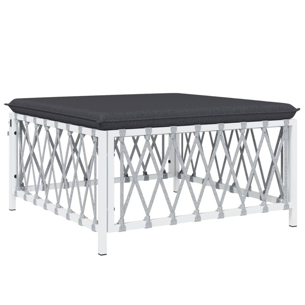 Helloshop26 - Salon de jardin meuble d'extérieur ensemble de mobilier 8 pièces avec coussins blanc acier - Image 3