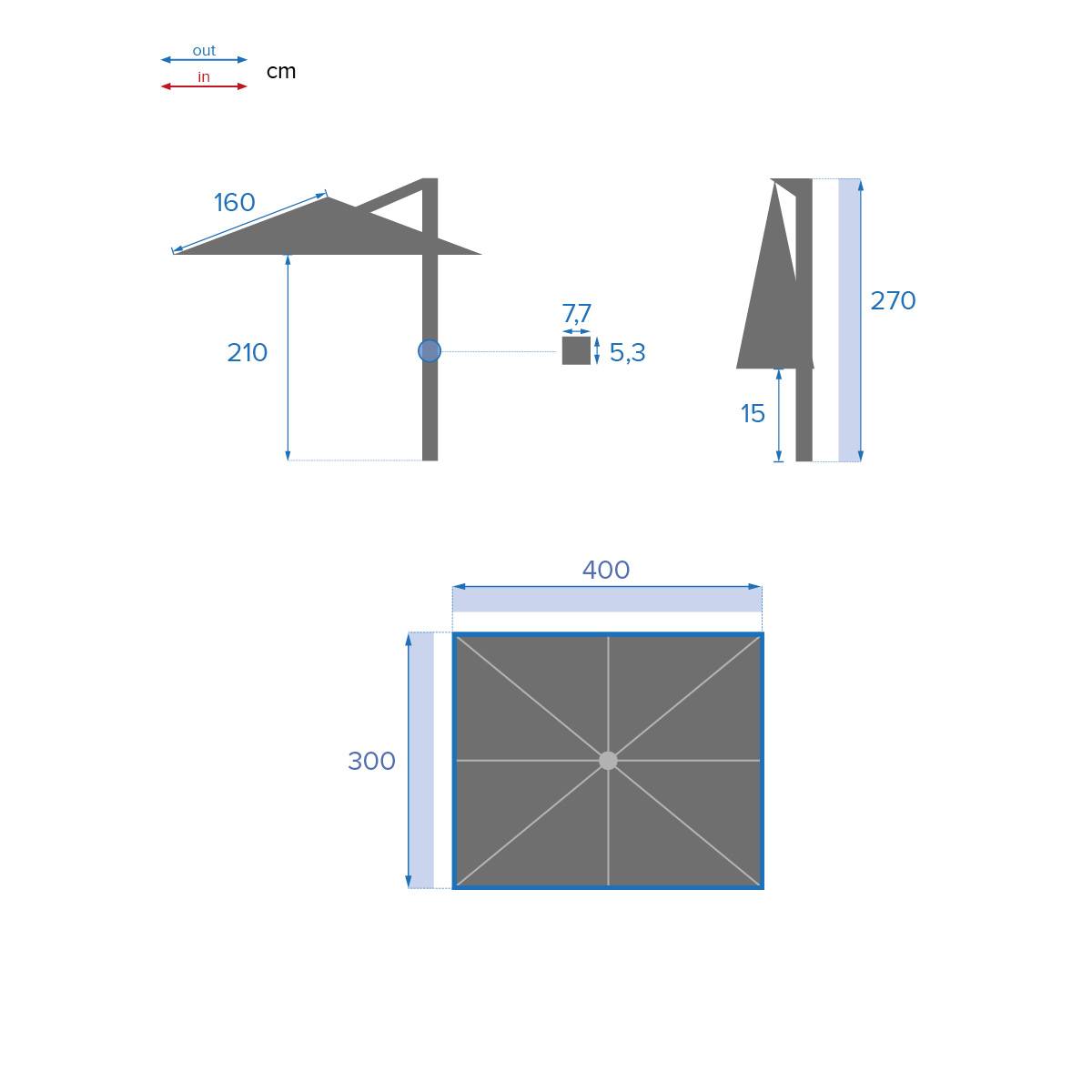 Hesperide - Parasol déporté rectangulaire "Equador" ardoise 4x3m en aluminium Hespéride - Image 7