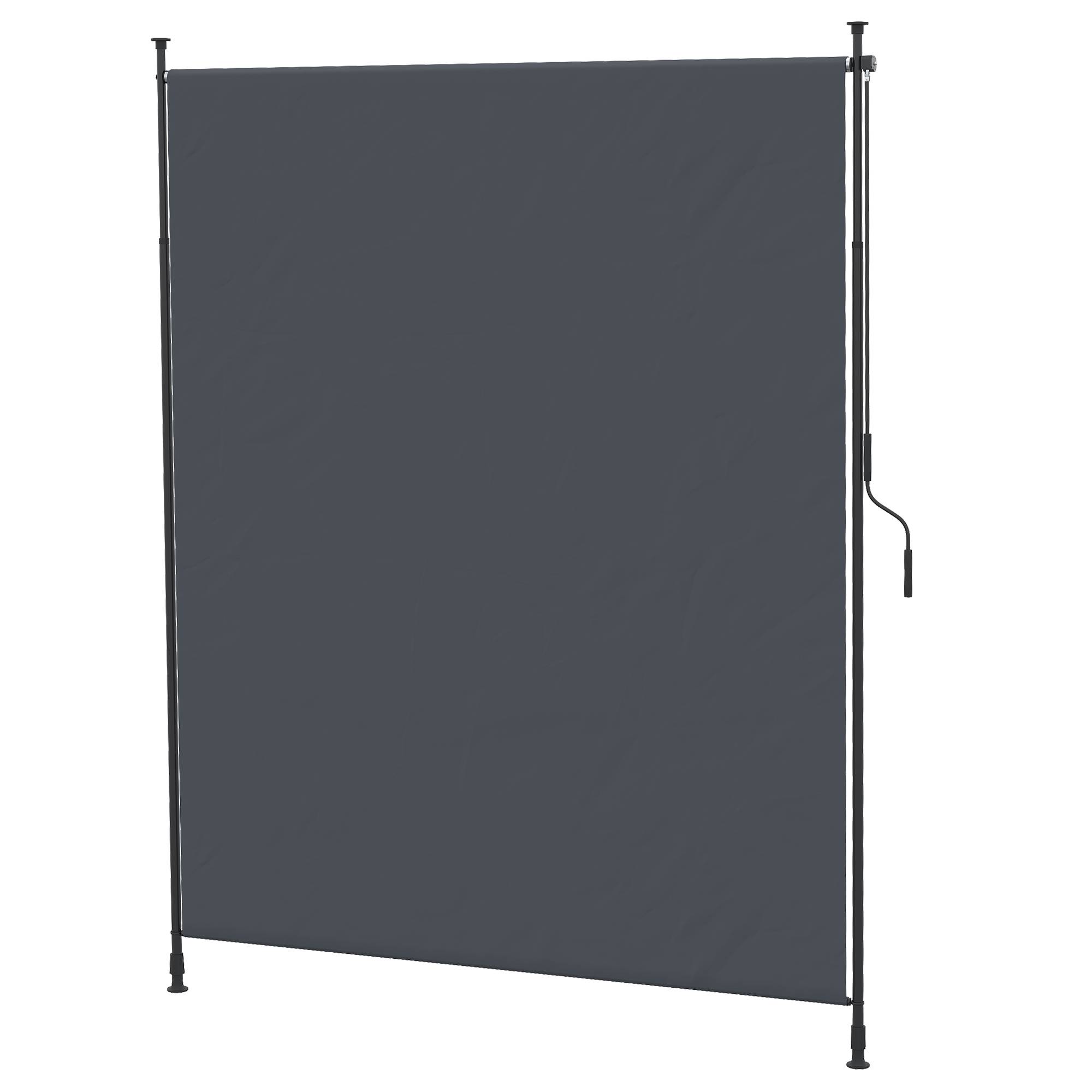 Store banne sur pied rétractable polyester balcon sans perçage 200x305cm gris - ComfortXL Outdoor Living - Image 1