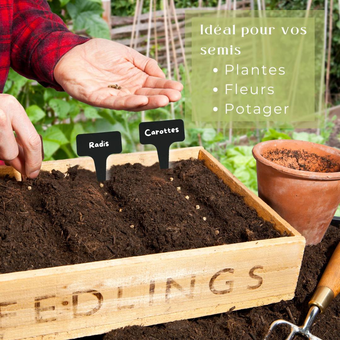 Cultivea - 120 Étiquettes Jardin à Planter en Plastique + Marqueur | Étiquettes Potager Extérieur Waterproof | Forme T à Piquer - Image 2