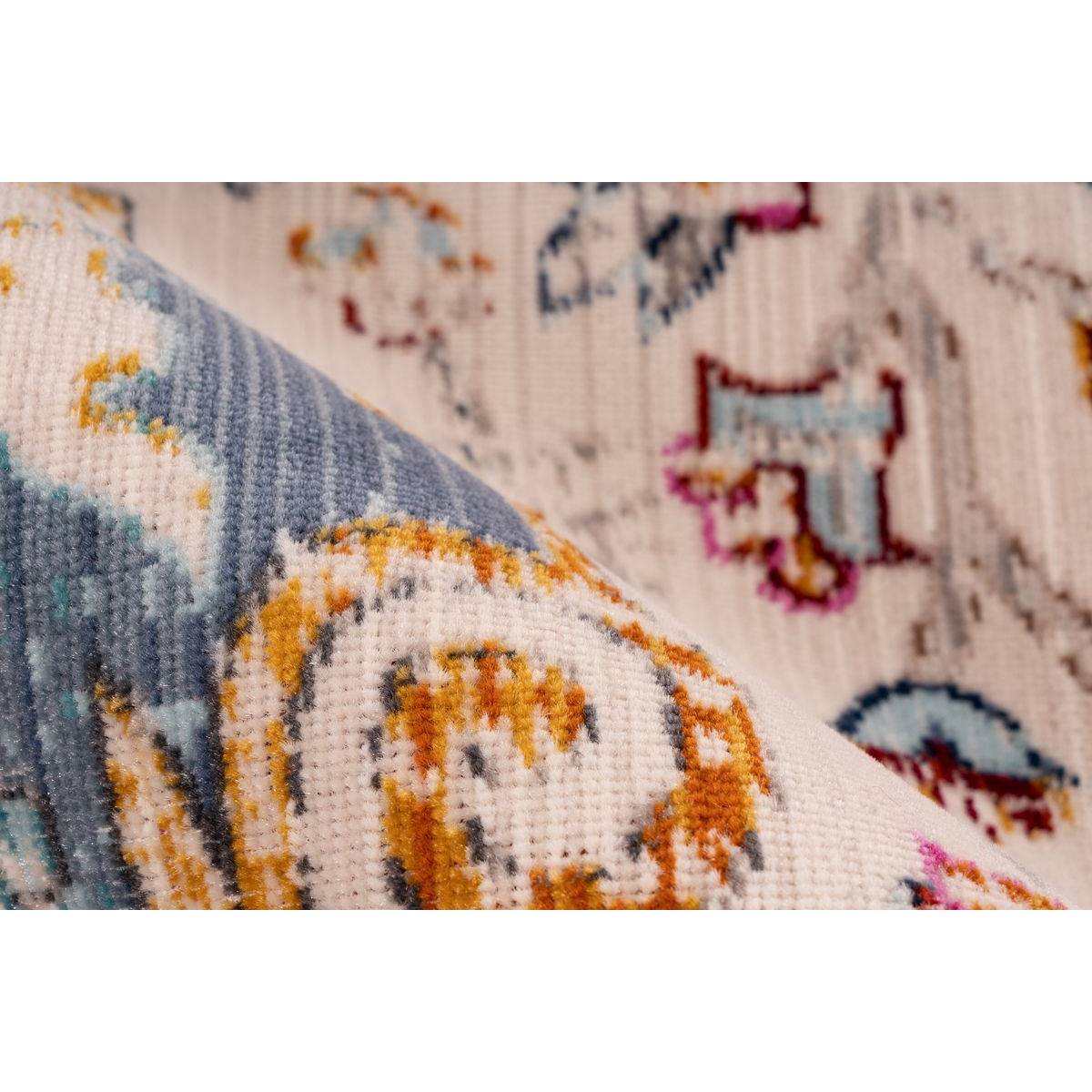Tapis Oriental Effet Usé "Anouk" Blanc & Bleu 200 x 290 cm - Image 3
