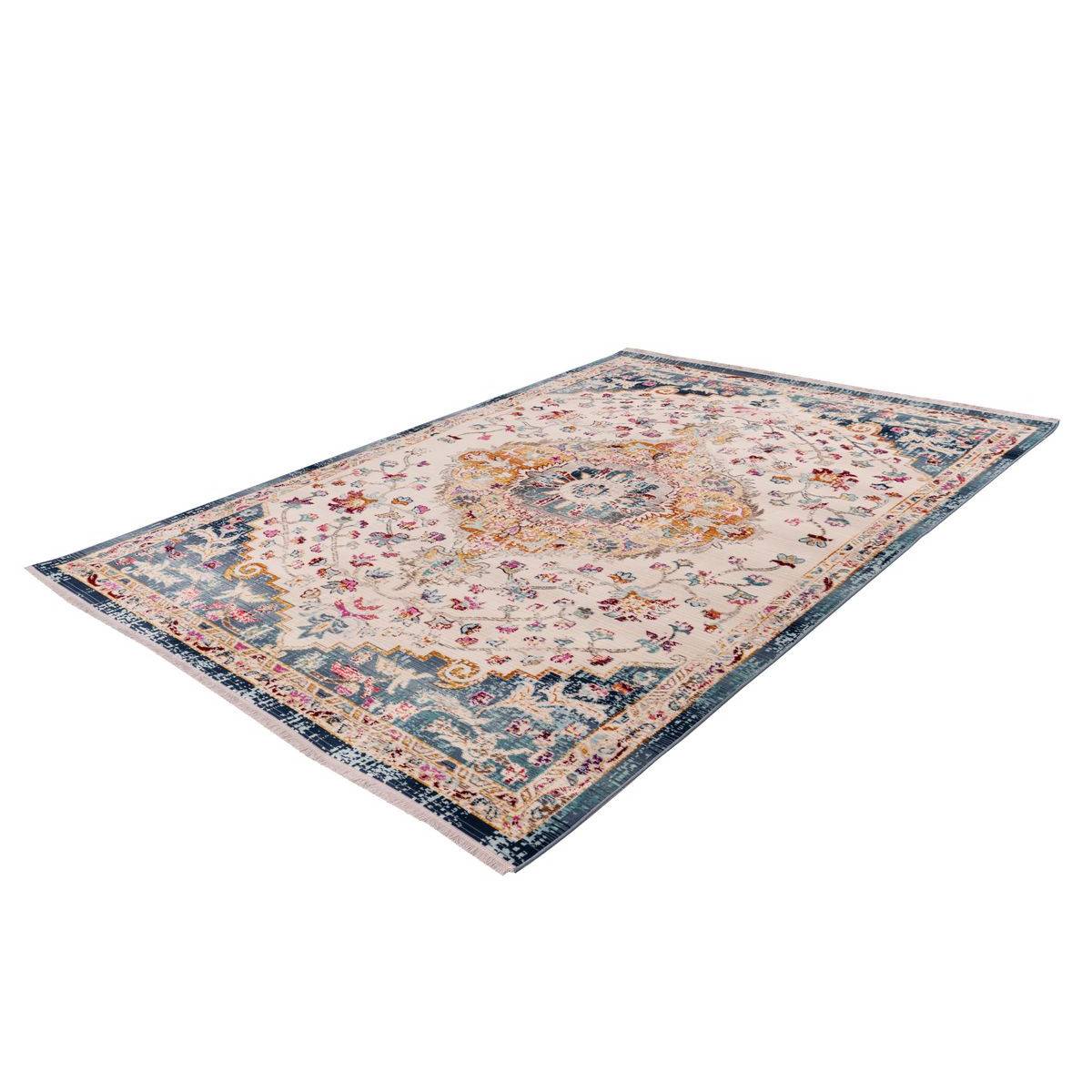 Tapis Oriental Effet Usé "Anouk" Blanc & Bleu 200 x 290 cm - Image 4