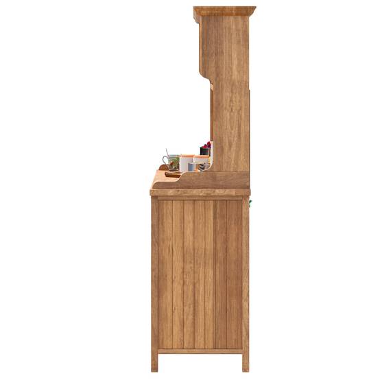 Armoire de jardin bois massif pour terrasse rangement avec tiroirs 134x185cm Naturel - ComfortXL Outdoor Living - Image 7