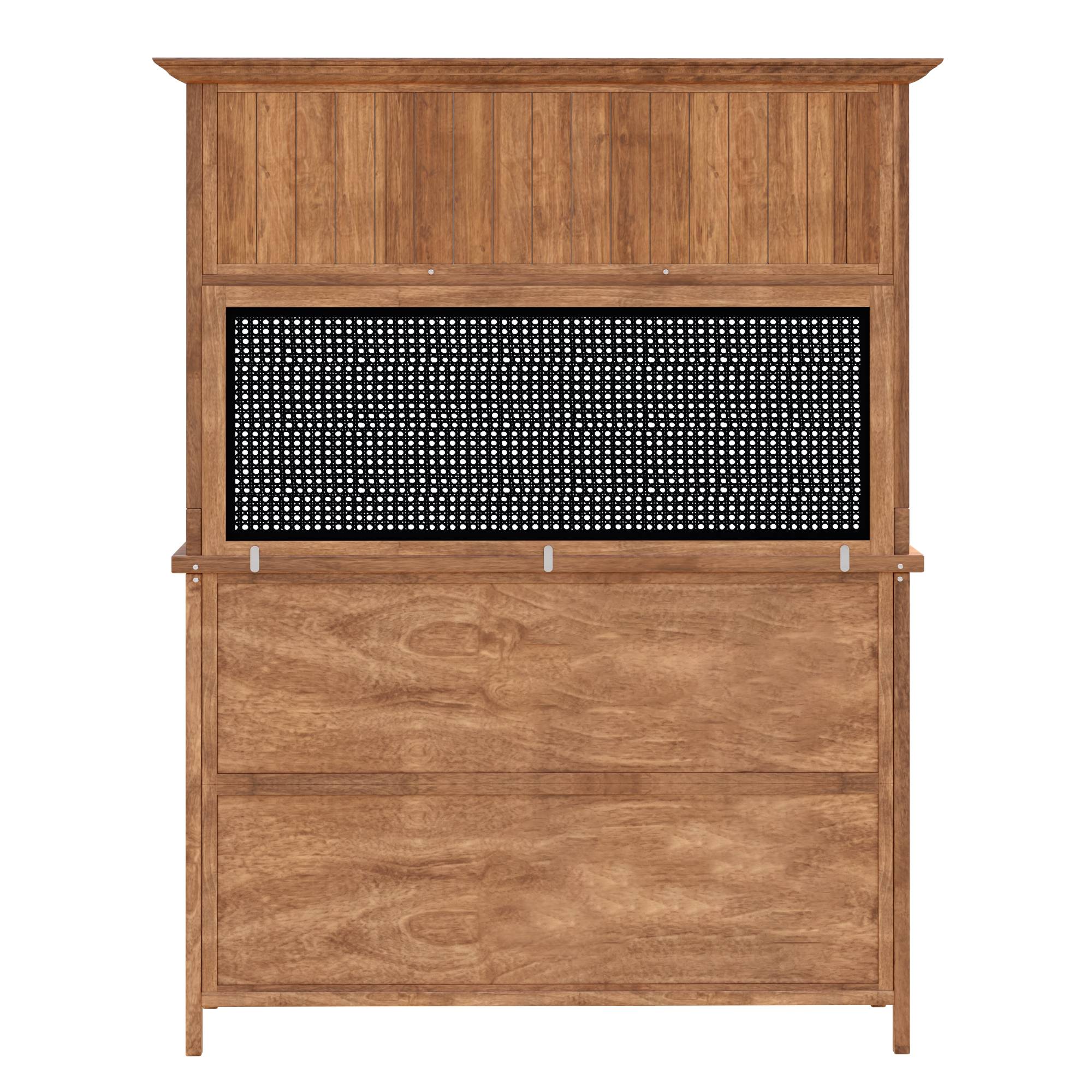 Armoire de jardin bois massif pour terrasse rangement avec tiroirs 134x185cm Naturel - ComfortXL Outdoor Living - Image 8
